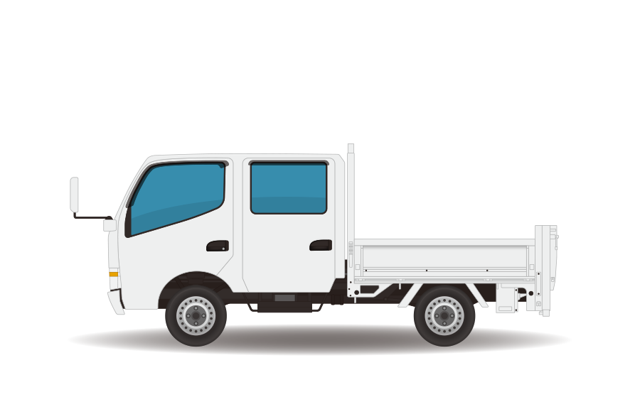 ダブルキャブ（6人乗り）トラックの商用無料イラスト